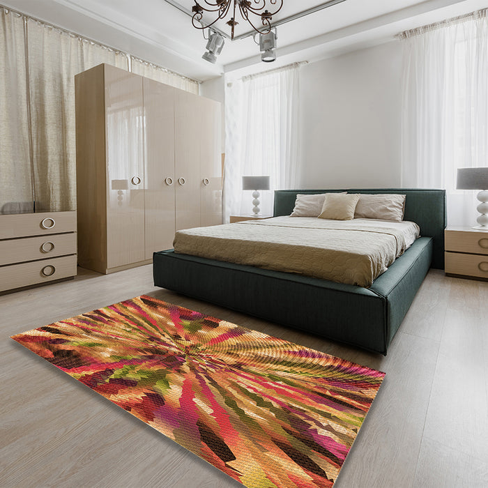 Patterned Orange Rug in a Bedroom, pat812org