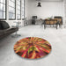 Round Patterned Orange Rug in a Office, pat812org