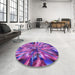 Round Patterned Purple Rug in a Office, pat812pur