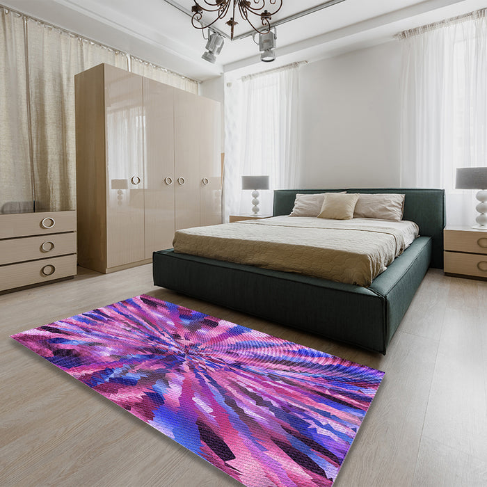 Patterned Purple Rug in a Bedroom, pat812pur