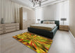 Patterned Mahogany Brown Rug in a Bedroom, pat812yw