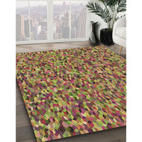 Patterned Brown Red Rug, pat813brn