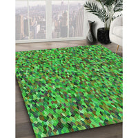 Patterned Seaweed Green Rug, pat813grn