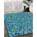 Machine Washable Transitional Dark Turquoise Green Rug in a Family Room, wshpat813lblu