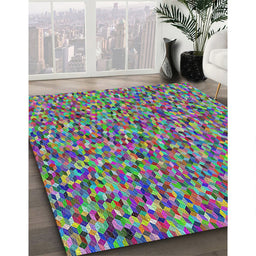 Patterned Green Novelty Rug in Family Room, pat813
