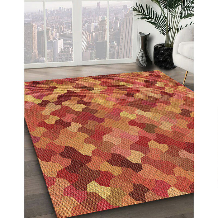 Machine Washable Transitional Red Rug in a Family Room, wshpat815brn