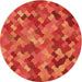 Square Machine Washable Transitional Orange Red Orange Rug in a Living Room, wshpat815org