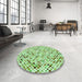 Round Patterned Mint Green Rug in a Office, pat816grn