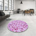 Round Patterned Crimson Purple Rug in a Office, pat816pur