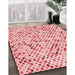 Patterned Light Red Pink Rug in Family Room, pat816rd