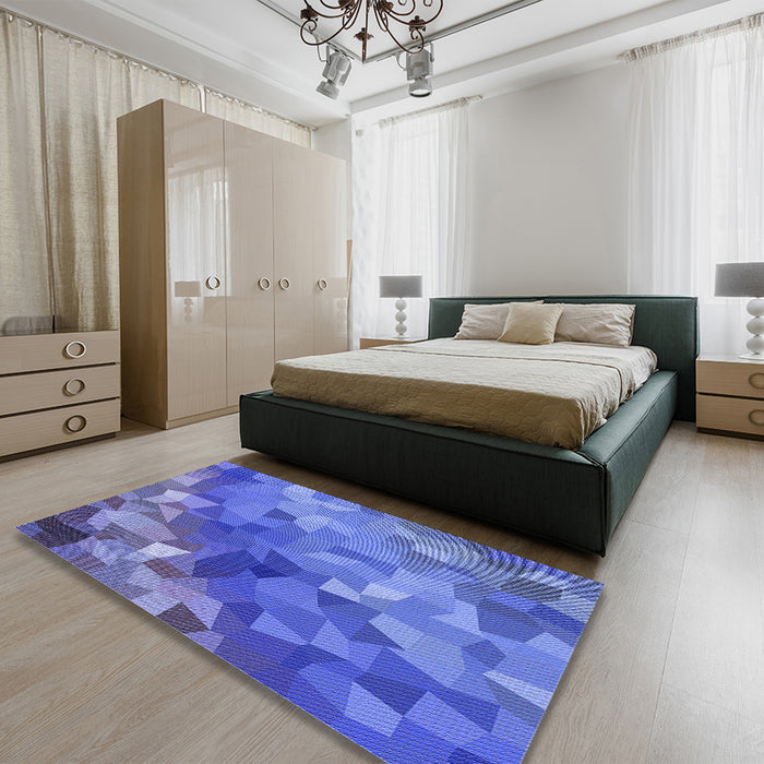 Patterned Sky Blue Rug in a Bedroom, pat817blu