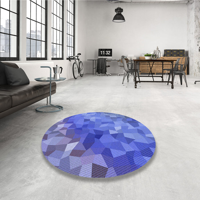 Round Patterned Sky Blue Rug in a Office, pat817blu