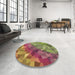 Round Patterned Brown Rug in a Office, pat817brn