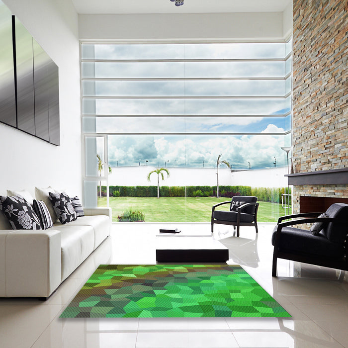 Square Patterned Seaweed Green Rug in a Living Room, pat817grn