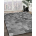 Patterned Carbon Gray Rug in Family Room, pat817gry