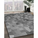 Machine Washable Transitional Carbon Gray Rug in a Family Room, wshpat817gry
