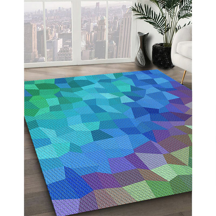 Machine Washable Transitional Dark Turquoise Green Rug in a Family Room, wshpat817lblu