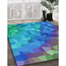 Machine Washable Transitional Dark Turquoise Green Rug in a Family Room, wshpat817lblu