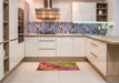 Patterned Caramel Brown Rug in a Kitchen, pat817org