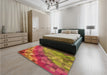 Patterned Caramel Brown Rug in a Bedroom, pat817org