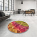 Round Patterned Caramel Brown Rug in a Office, pat817org