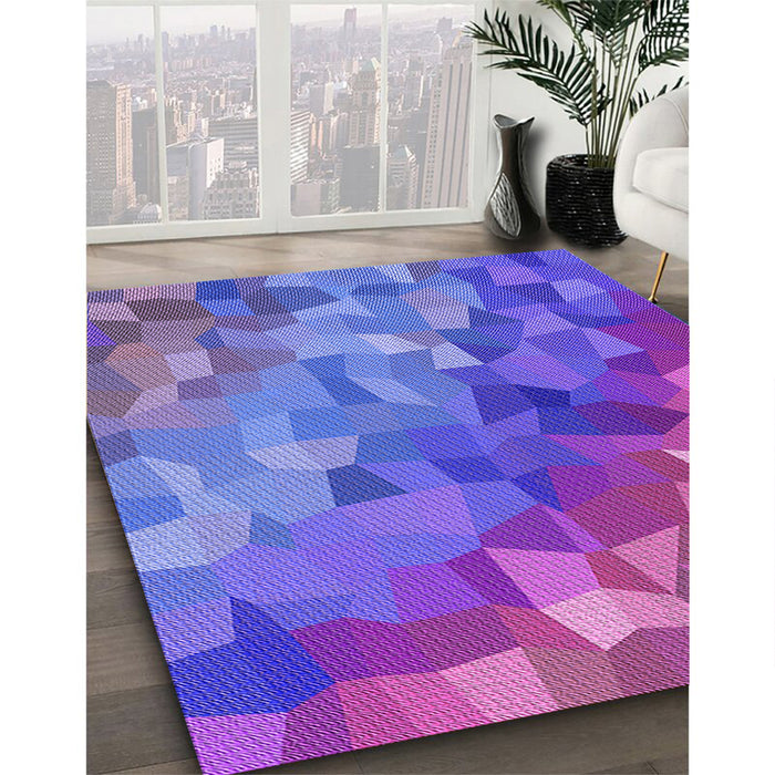 Patterned Medium Slate Blue Rug in Family Room, pat817pur