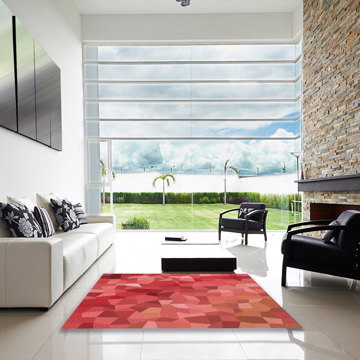 Square Patterned Red Rug in a Living Room, pat817rd