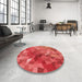 Round Patterned Red Rug in a Office, pat817rd