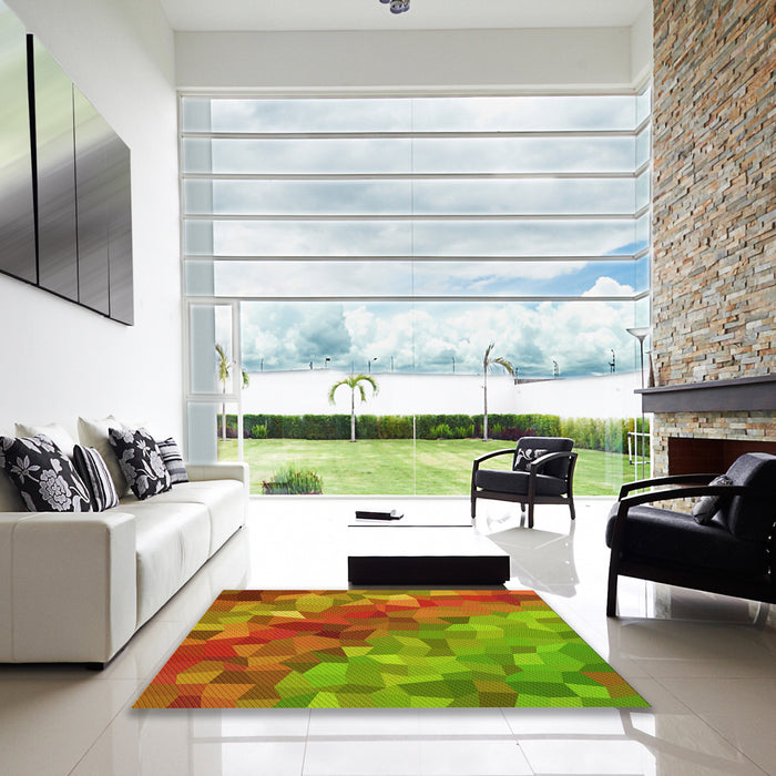 Square Patterned Pistachio Green Rug in a Living Room, pat817yw