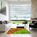 Square Patterned Pistachio Green Rug in a Living Room, pat817yw