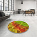 Round Patterned Pistachio Green Rug in a Office, pat817yw