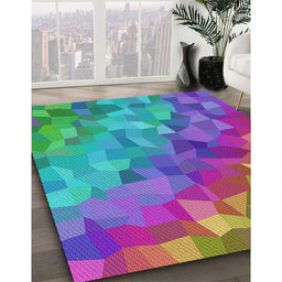 Patterned Mint Green Modern Rug in Family Room, pat817