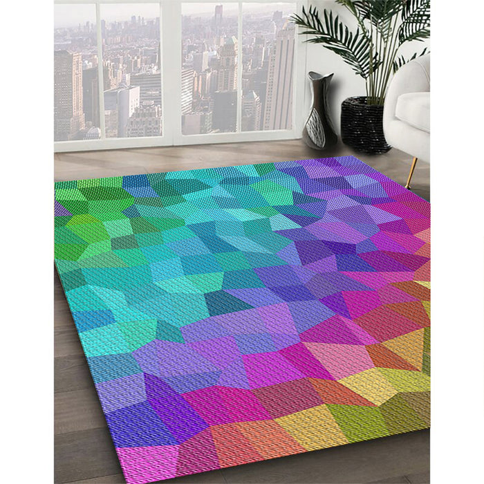 Patterned Mint Green Modern Rug in Family Room, pat817