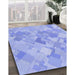 Machine Washable Transitional Sky Blue Rug in a Family Room, wshpat818blu