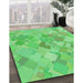 Patterned Neon Green Rug in Family Room, pat818grn