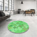 Round Patterned Neon Green Rug in a Office, pat818grn