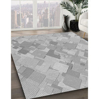 Patterned Platinum Silver Gray Rug, pat818gry