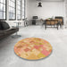 Round Patterned Yellow Orange Rug in a Office, pat818org