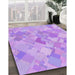 Patterned Purple Rug in Family Room, pat818pur