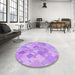 Round Patterned Purple Rug in a Office, pat818pur