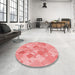 Round Patterned Pastel Pink Rug in a Office, pat818rd