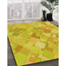 Patterned Golden Yellow Rug in Family Room, pat818yw