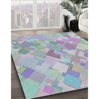 Patterned Slate Blue Grey Novelty Rug, pat818