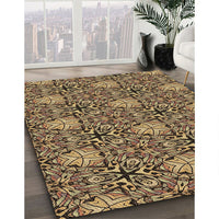 Patterned Metallic Gold Rug, pat819brn