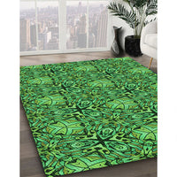 Patterned Deep Emerald Green Rug, pat819grn