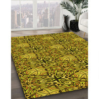 Patterned Dark Bronze Brown Rug, pat819yw