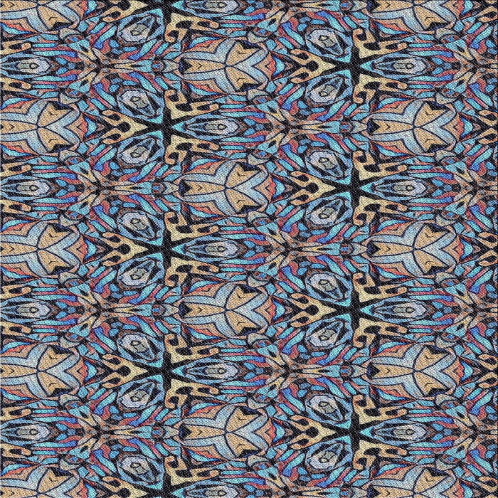 Square Patterned Blue Gray Novelty Rug, pat819