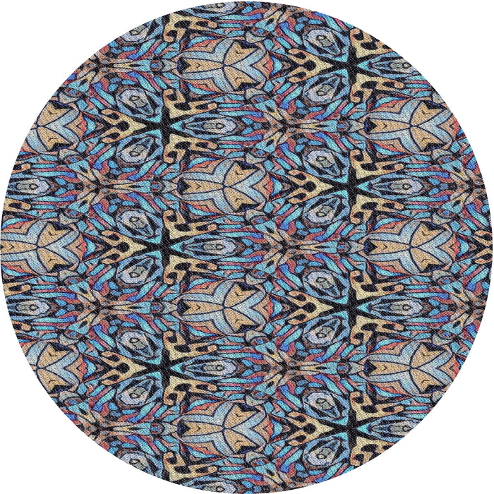Sideview of Patterned Blue Gray Novelty Rug, pat819