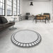 Round Patterned Off-White Novelty Rug in a Office, pat81