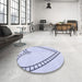 Round Patterned Lavender Blue Rug in a Office, pat82blu